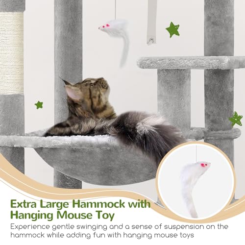 Massive 70" Cat Tree Tower: Luxe Scratching Post, Hammock & Condo for Large Cats - Image 3