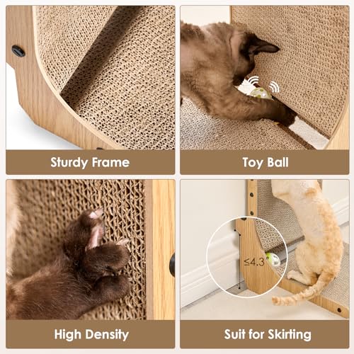 Premium L-Shape Cat Scratching Post, Indoor Cardboard Scratcher with Hanging Toy - Image 5