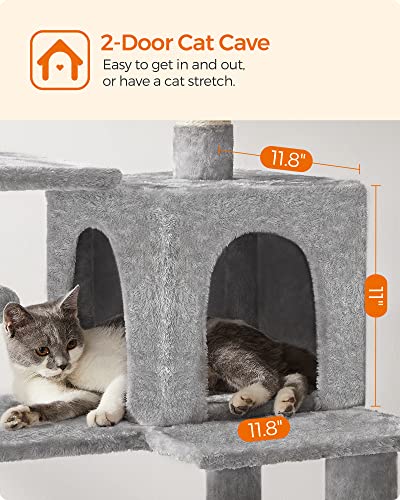 Large Cat Tree Tower 56" Multi-Level Scratching Post Bed Condo for Indoor Cats Gray - Image 5
