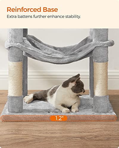 Large Cat Tree Tower 56" Multi-Level Scratching Post Bed Condo for Indoor Cats Gray - Image 8