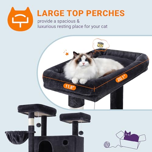 Massive Cat Tree Tower: 81" Multi-Level Climbing Condo with Hammock & Scratch Post - Image 4