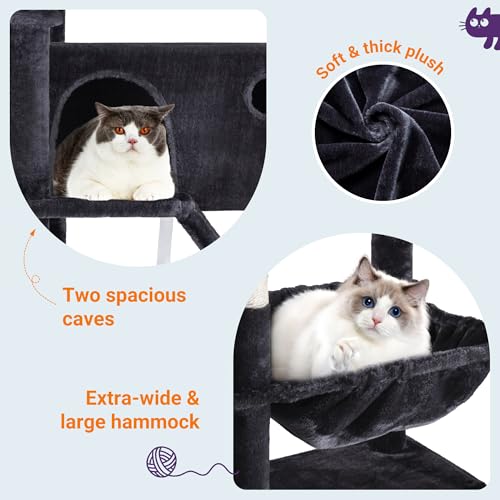 Massive Cat Tree Tower: 81" Multi-Level Climbing Condo with Hammock & Scratch Post - Image 6