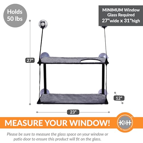 K&H Large Cat Window Perch: Double Shelf Hammock Bed for Cats, Easy Mount & Washable - Image 5