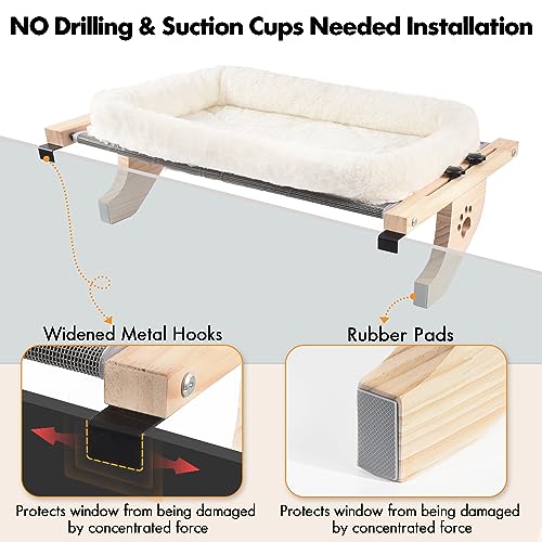 AMOSIJOY Cat Window Perch Hammock Seat Large Cats Sturdy Windowsill Bed - Image 7