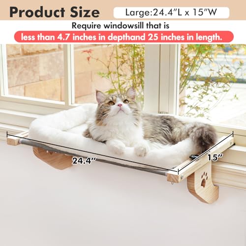 AMOSIJOY Cat Window Perch Hammock Seat Large Cats Sturdy Windowsill Bed - Image 3