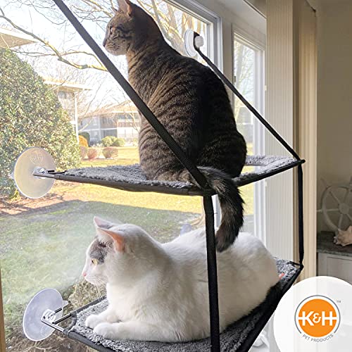 K&H Large Cat Window Perch: Double Shelf Hammock Bed for Cats, Easy Mount & Washable - Image 7