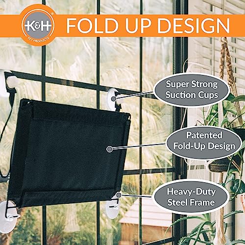 K&H Large Cat Window Perch: Double Shelf Hammock Bed for Cats, Easy Mount & Washable - Image 4