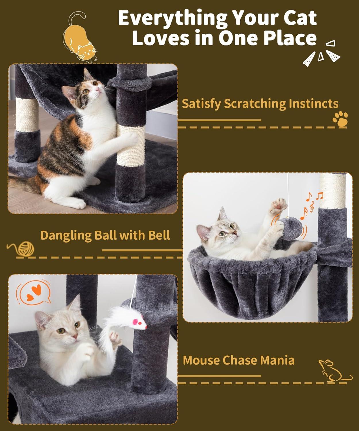 our Honest Review:⁢ AMHANCIBLE 70’’ Tall Cat‌ Tree for Large Cats