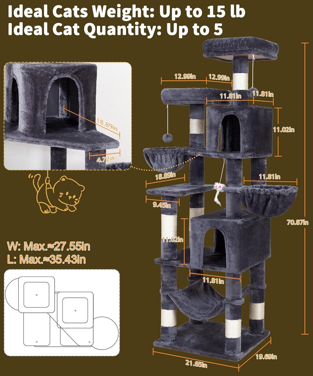 Our Honest Review: AMHANCIBLE⁤ 70’’ Tall Cat Tree for large Cats